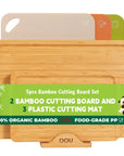 OOU® Bamboo & Plastic 5-Piece Cutting Board Set with Organizer