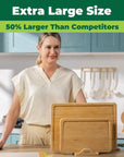 OOU® Bamboo & Plastic 5-Piece Cutting Board Set with Organizer