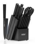 OOU® 15-Piece Knife Block Set - High Carbon Stainless Steel, Black
