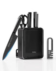 OOU® 9-Piece German Steel Knife Set with Block, Sharpener & Cutting Board Organizer – Dishwasher Safe & Anti-Rust