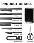 OOU® 9-Piece German Steel Knife Set with Block, Sharpener & Cutting Board Organizer – Dishwasher Safe & Anti-Rust