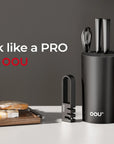 OOU® 6-Piece Compact Knife Set with Block & Sharpener