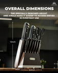 OOU 15-Piece Kitchen Knife Set with Block, German Stainless Steel Knife Blcok Set with Sharpening Rod, Ergonomic Wood Handle, Premium Cutlery Set with Steak Knives