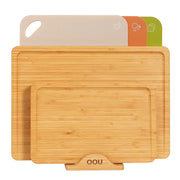 OOU® Bamboo & Plastic 5-Piece Cutting Board Set with Organizer