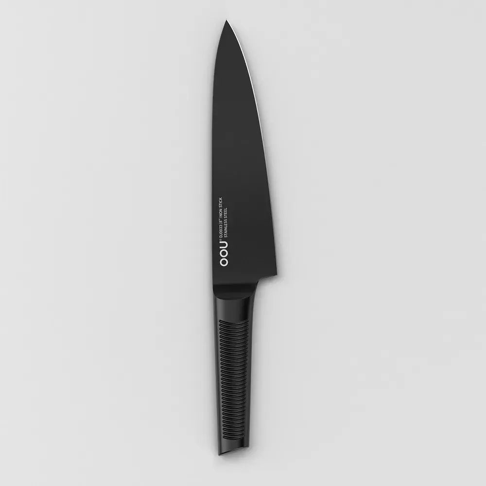 OOU® Black Shark Series – 15-Piece High Carbon Stainless Steel Knife Set with Walnut Wood Block