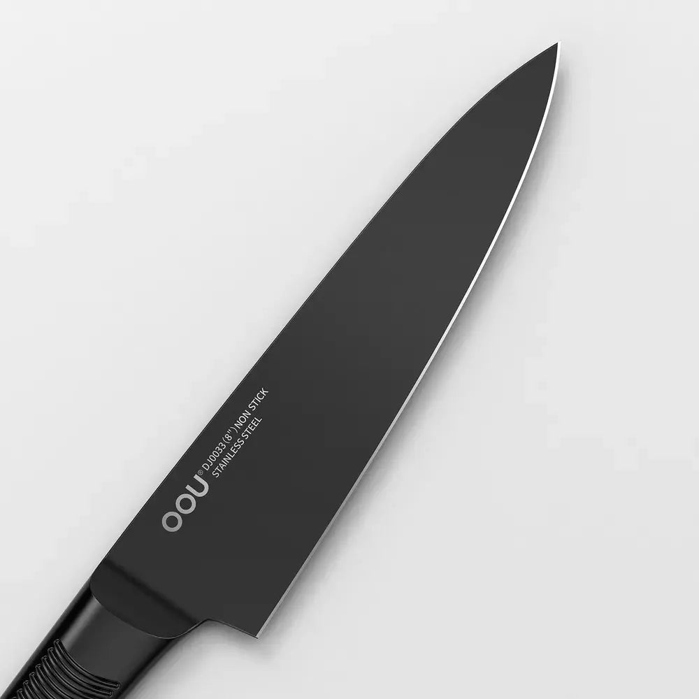 OOU® Black Shark Series – 15-Piece High Carbon Stainless Steel Knife Set with Walnut Wood Block