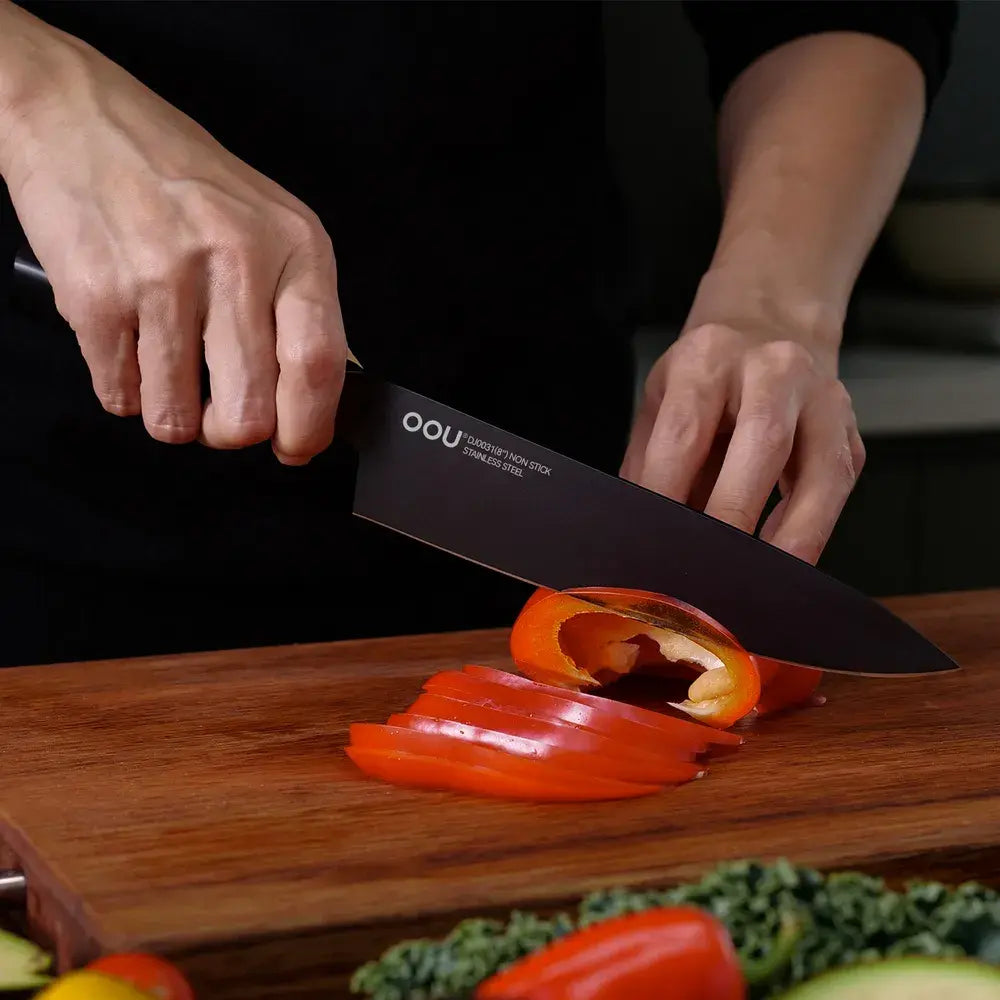 OOU 15-Piece Kitchen Knife Set - High Carbon Stainless Steel with Built ...