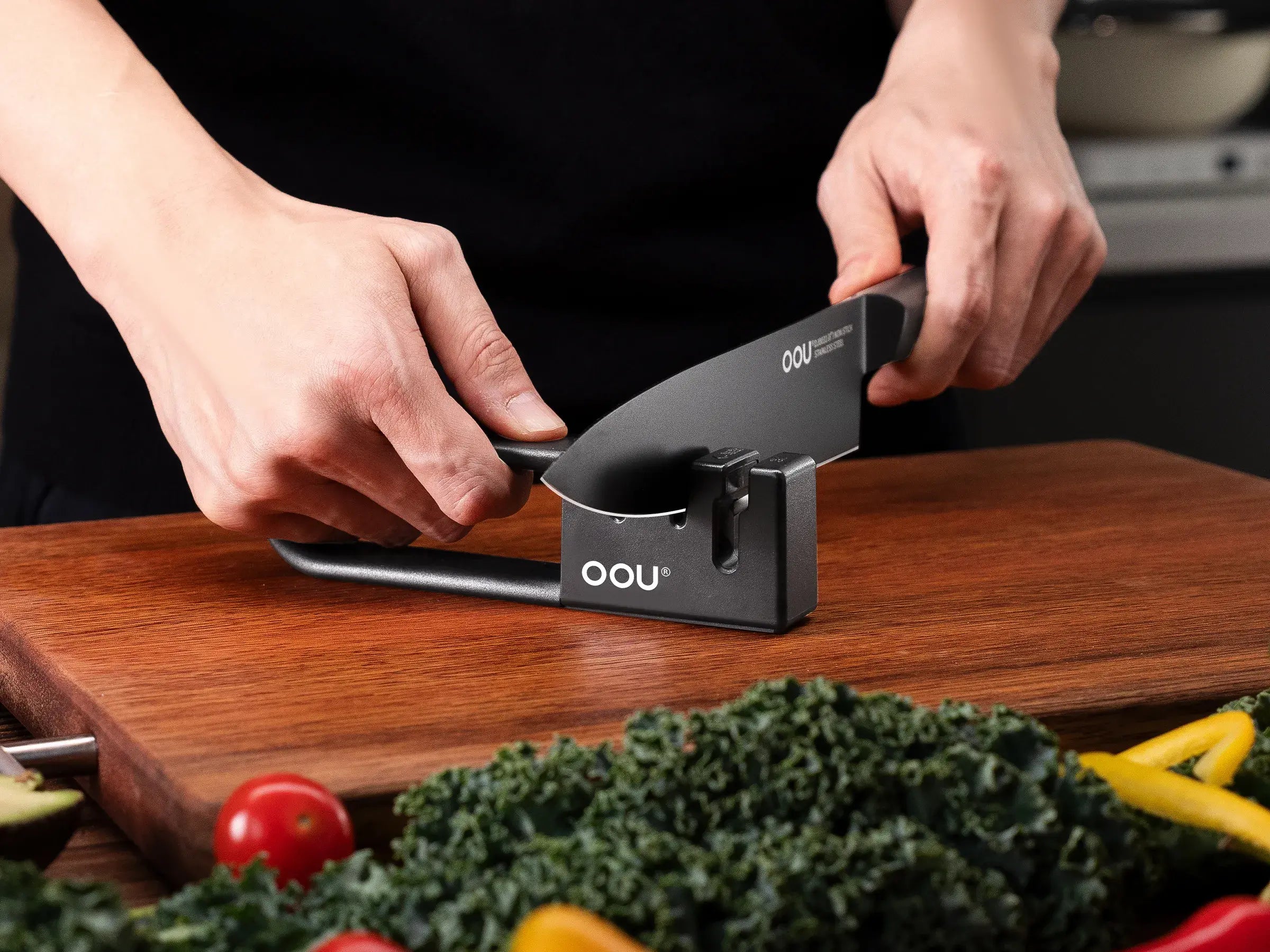 OOU® 6-Piece Compact Knife Set with Block & Sharpener